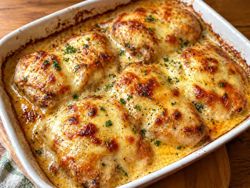 Cheesy baked chicken ulam