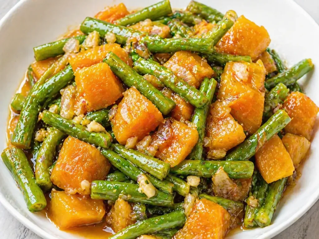 Ginisang sitaw at kalabasa Filipino vegetable ulam