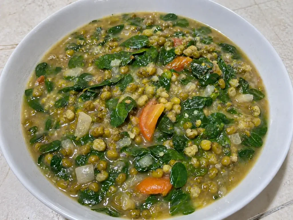 Monggo guisado with malunggay Filipino vegetable ulam